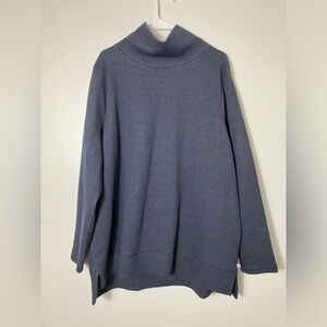 NWT‎ Talbots Sweater Turtleneck Sz 3XL Blue Quilted Casual Comfort